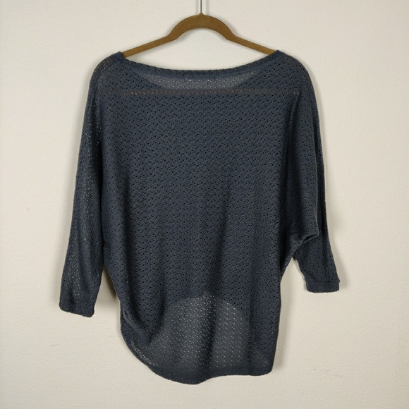 Nicolette charcoal gray open knit dolman sweater - Picture 4 of 6